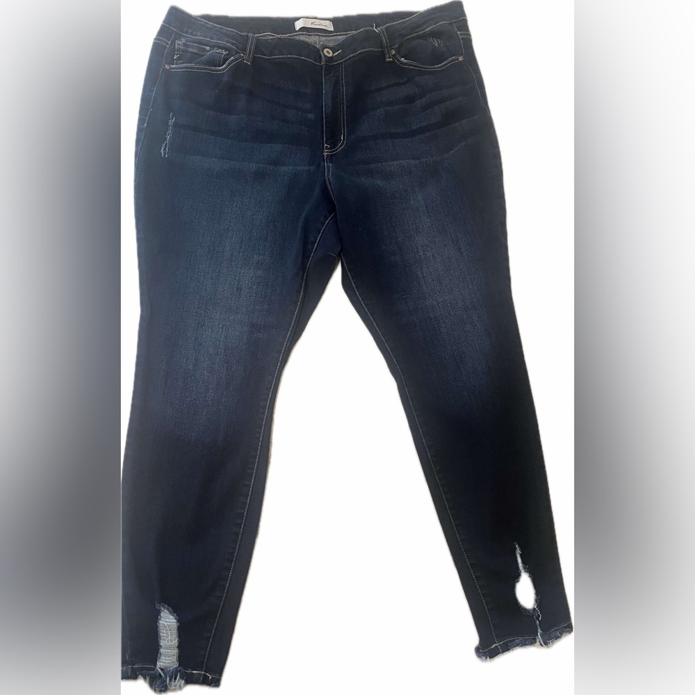 Plus Size Kancan High Rise Distressed Ankle Skinny Jeans Size 22W